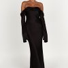 Giselle Off Shoulder Cowl Neck Maxi Dress - Black