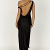 Yvette Slip Maxi Dress With Asymmetrical Hem - Black