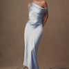 Yvette Slip Maxi Dress With Asymmetrical Hem - Cornflower Blue