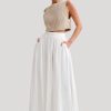 Clarence Linen A-Line Maxi Skirt - White