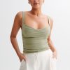 Hailey Slinky Long Line Sweetheart Top - Sage