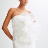 Victoria Strapless Mini Dress With Oversized Flower - White