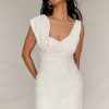 Farrah Structured Draped Mini Dress - White
