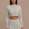 Dionne Pleated Knit Mini Skirt - Heather Grey Marle