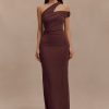 Anastasia One Shoulder Modal Midi Dress - Mahogany
