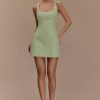 Beth Tweed Mini Dress - Pastel Green