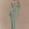 Kaitlin One Shoulder Slinky And Mesh Maxi Dress - Basil