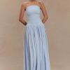 Maureen Cotton Shirring Maxi Dress - Powder Blue