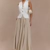 Clarence Linen A-Line Maxi Skirt - Natural