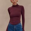 Ember Modal Long Sleeve High Neck Top - Mahogany