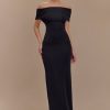 Imogen Off Shoulder Slinky Maxi Dress - Black