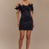 Rose Strapless Bow Mini Dress - Black