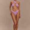 Skye Floral Crochet Tie Up Bikini Bottom - Lilac