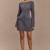 Jolie Boat Neck Suiting Mini Dress - Charcoal Grey