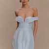 Diana Off Shoulders Mini Dress - Powder Baby Blue