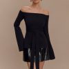 Kyle Off Shoulder Knit Top - Black