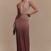 Stella Draped Slinky Maxi Dress - Mocha Ombre