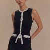 Julianne Contrast Knit Top - Black/White