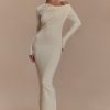 Culver Draped Twist Knit Midi Dress - Cream