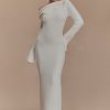Magenta One Shoulder Fluffy Knit Midi Dress - Ivory
