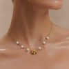 Eva Floral Fresh Water Pearl Necklace - Gold
