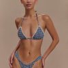 Persephone Gingham Triangle Bikini Top - Navy