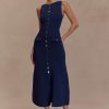 Sawyer Sleeveless Buttoned Maxi Dress - Navy