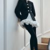 Asia Mixed Button Blazer - Black