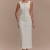 Reyna Denim Midi Dress - White