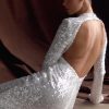Sofia Long Sleeve Sequin Maxi Dress - White