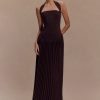 Stacie Pleated Halter Maxi Dress - Cacao