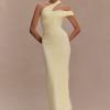 Anastasia One Shoulder Modal Midi Dress - Pale Lemon