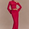 Ainsley Asymmetrical Maxi Skirt With Floral Hardware - Fuchsia Pink