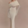 Kaitlin One Shoulder Slinky And Mesh Maxi Dress - Ivory