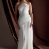Juno Strapless Pleated Maxi Gown - White