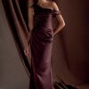 Dalia Off Shoulder Satin Maxi Dress - Dark Chocolate