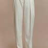 Penelope Pleated High Waisted Pants - Ivory