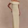 Imogen Off Shoulder Slinky Maxi Dress - Lemon