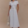 Aysha Buttoned Linen Midi Dress - White