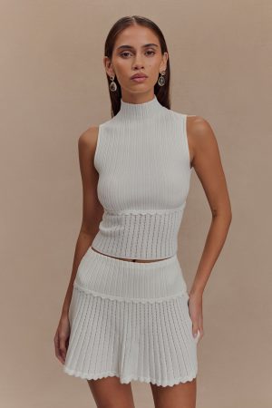 Indy Pointelle Knit Top - Ivory