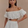 Autumn Off Shoulder Broderie Top - White