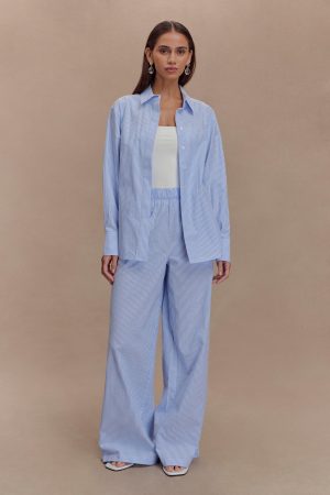 Hansen Oversized Shirt - Blue Pinstripe