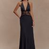 Dinah Lace And Satin Maxi Dress - Black