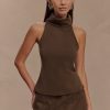 Birdie High Neck Sleeveless Top - Chocolate