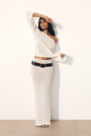 Reagan Knit Maxi Skirt - White