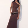 Kinsley Slinky Maxi Dress With Hardware - Chocolate