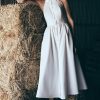 Cindy Collared Midi Dress - White