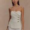 Lindie Strapless Suiting Top - Ivory