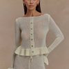 Eleanor Knit Frill Cardigan - White