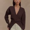Alexia Buttoned Oversized Cardigan - Dark Chocolate